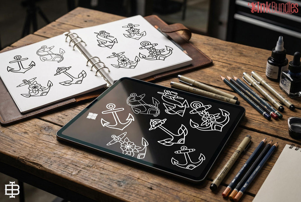 Tattoo references 100 files | Traditional Anchors Flash Art (Digital Download) Procreate PNG SVG EPS