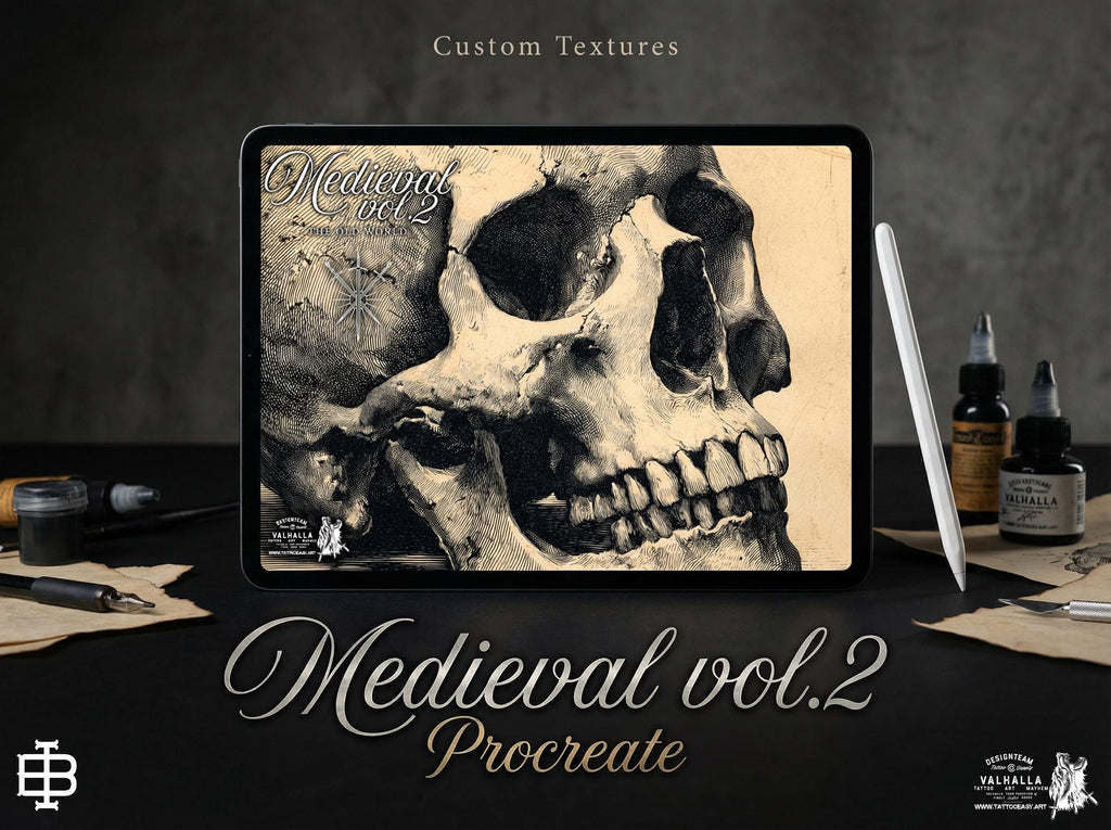 Medieval Ink Procreate Brushes: Old World Woodcut & Engraving Textures (200+ Custom Brushes) (Digital Download
