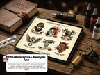 Traditional Biker Tattoo Design kit - Procreate & PNG | 100+ old-school Tattoo stencils