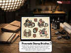 Traditional Biker Tattoo Design kit - Procreate & PNG | 100+ old-school Tattoo stencils
