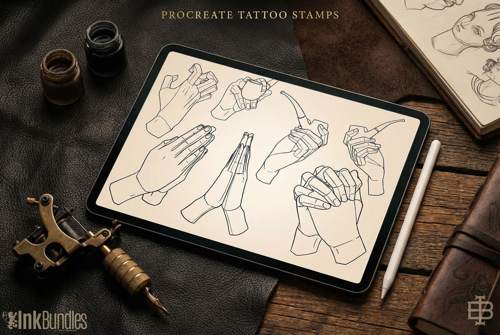 Procreate Tattoo Stamps Brush Set: 3000+ Artist Essentials - PNG & Brushes