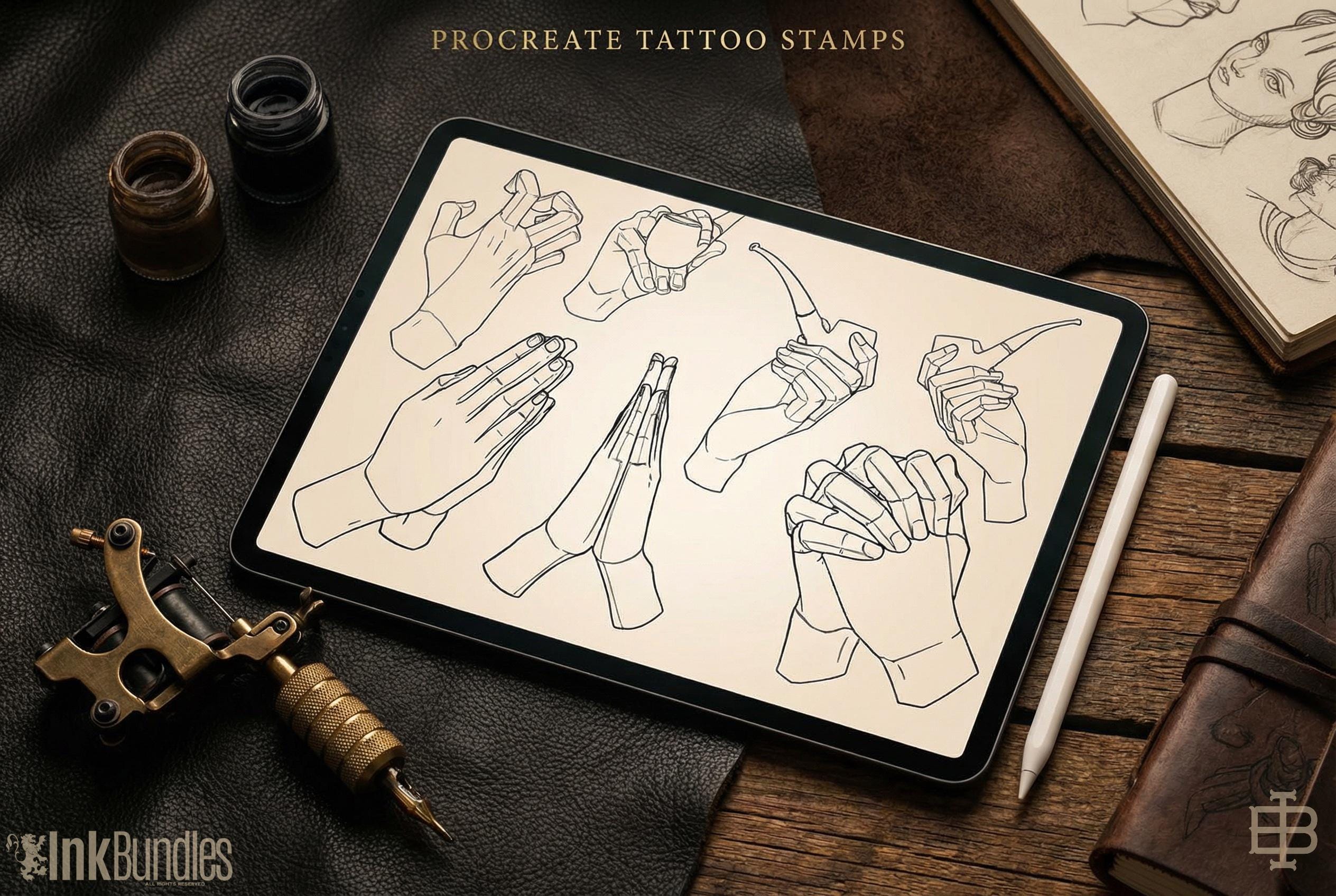 Procreate Tattoo Stamps Brush Set: 3000+ Artist Essentials - PNG & Brushes