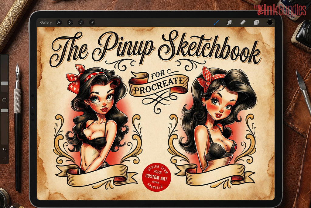 Pinup Sketches - Procreate | 130+ ladies + pdf ( digital download ) Tattoo Flash Art