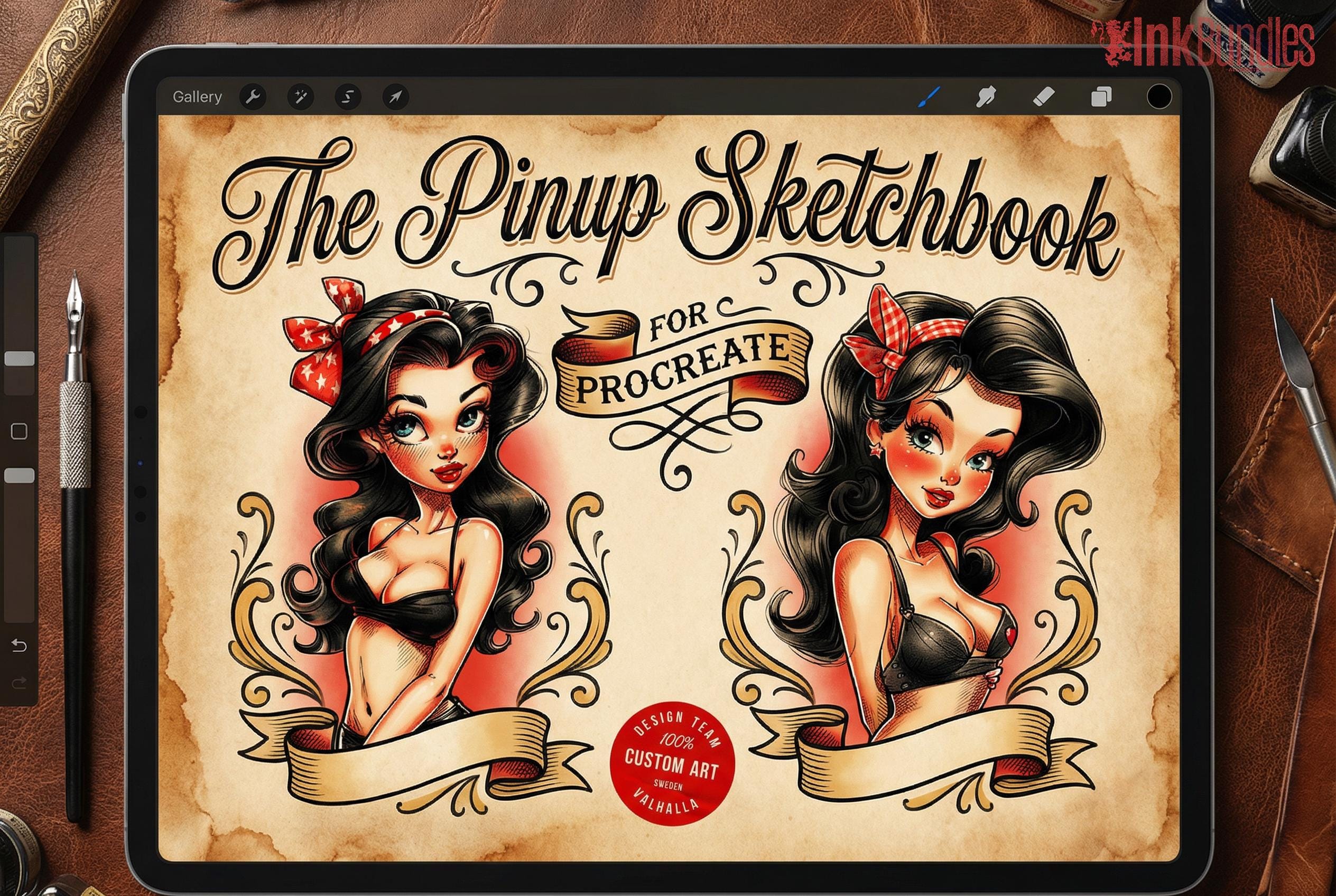 Pinup Sketches - Procreate | 130+ ladies + pdf ( digital download ) Tattoo Flash Art