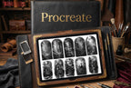 Procreate, Flow / tattoo Background design kit, 180+ unique procreate brushes & stamps
