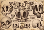 Procreate, stick n poke ~ 100% custom made brushes, designs, canvas & palettes
