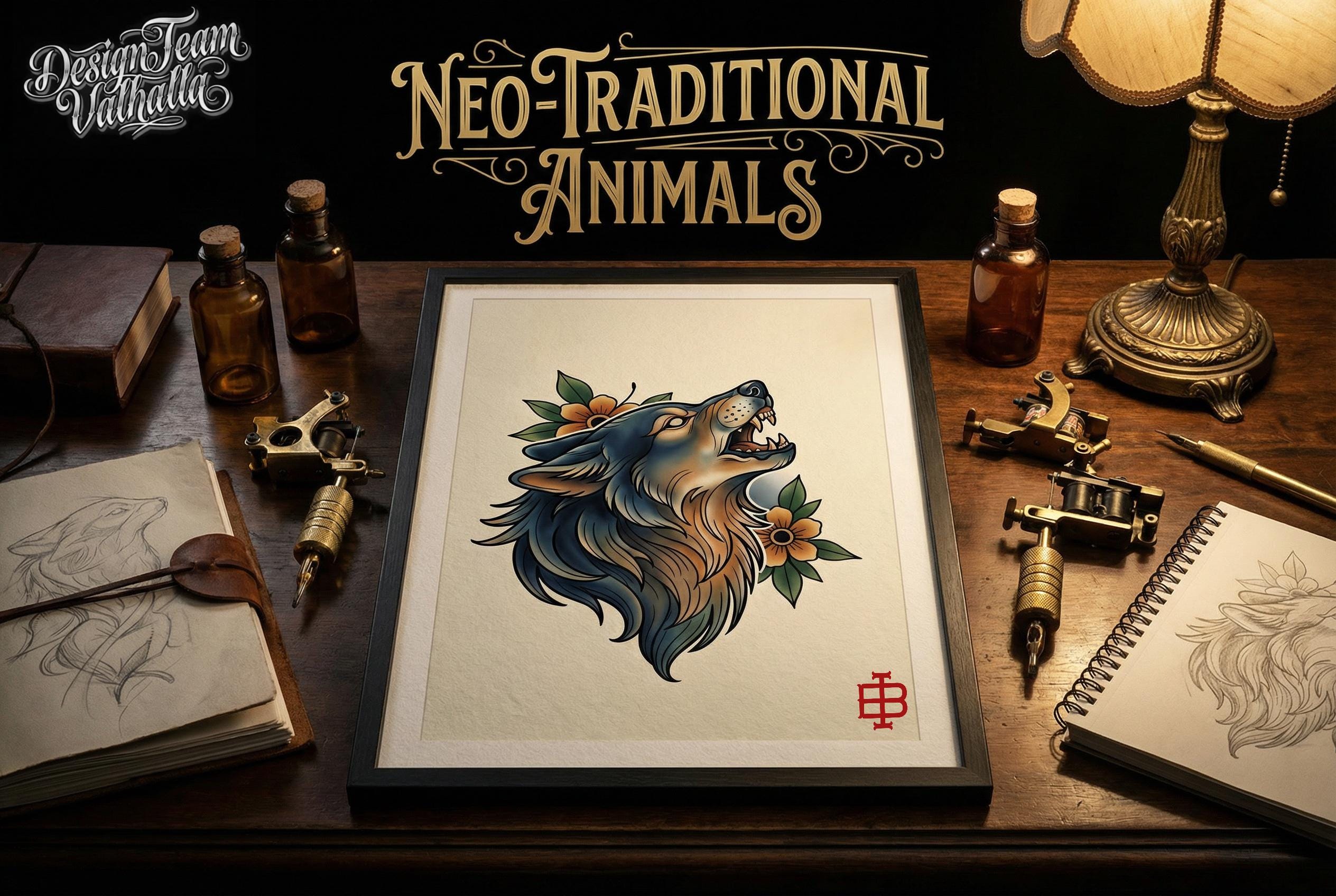 Neo-traditional Animal templates, 170+ original designs