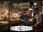 Traditional Tattoo Roses, 42 custom Procreate Stamps, artists reference library