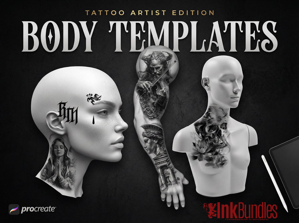 Procreate Tattoo Stamps: 145 Body Part Brushes for Tattoo Design