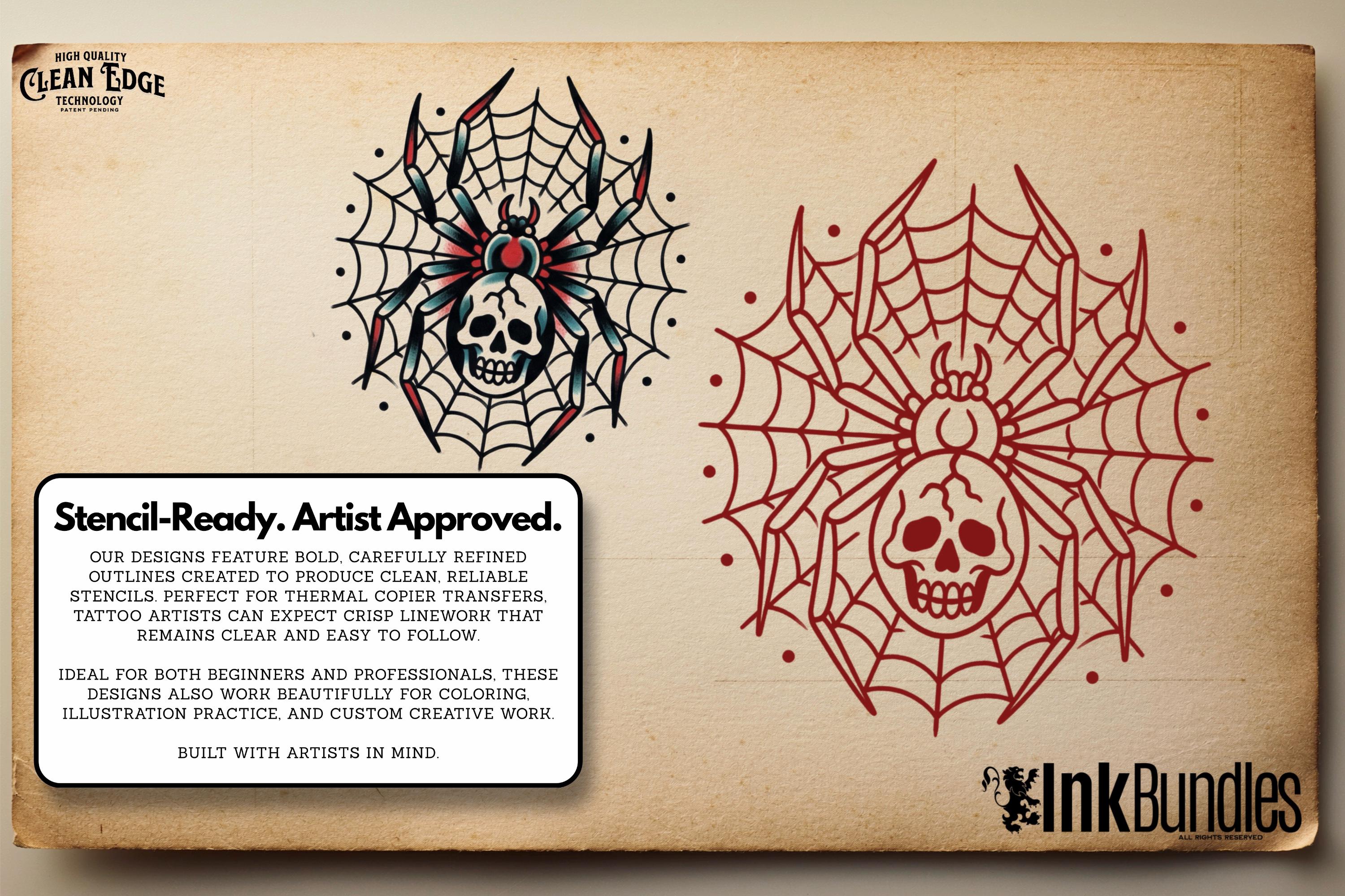 Traditional Spiders - custom art | digital download | Tattoo Stencils | Flash designs