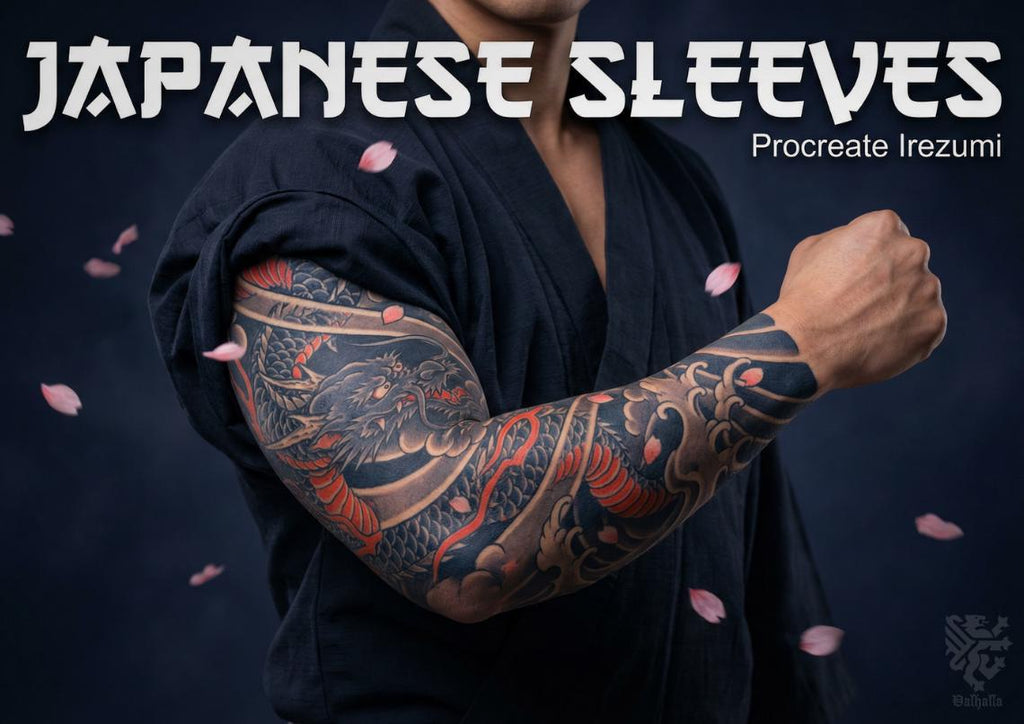 Procreate Japanese Traditional Tattoo Designs (Sleeves, flowers & Chest)