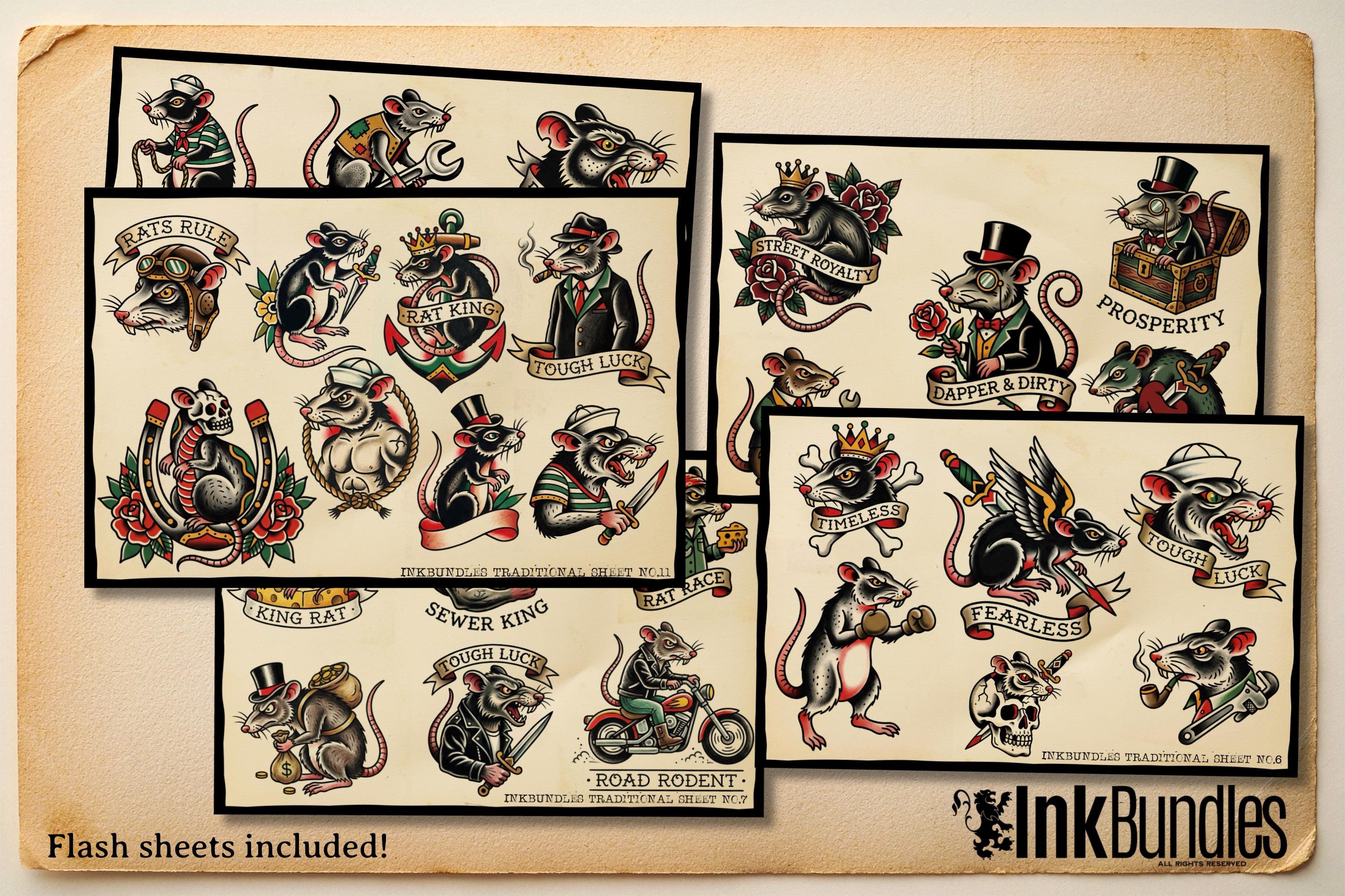 Traditional Rats - custom art | Tattoo Stencils | Flash designs