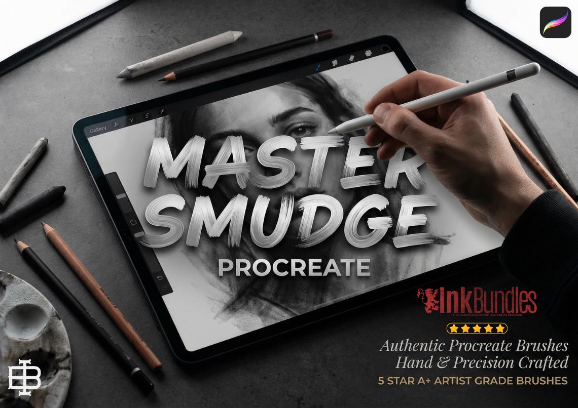 Procreate Smudge Brushes – 20 Blender, Watercolor & Texture Tools | Digital Painting, Ink Effects