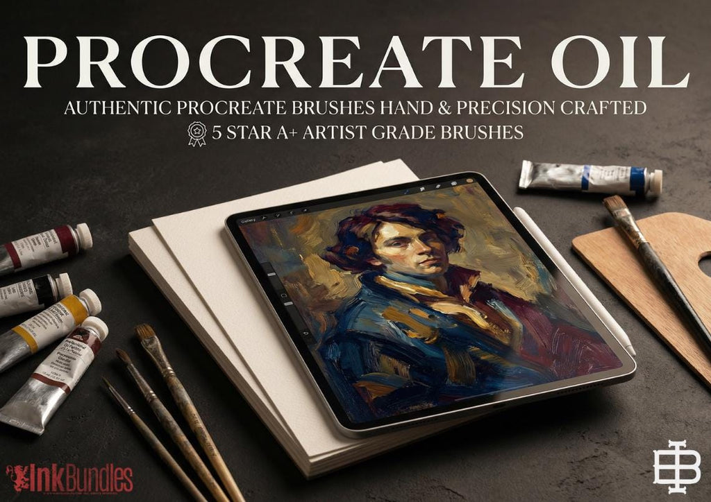 Master Oil Procreate Brush Set: 66 Custom Brushes, 4 Canvases