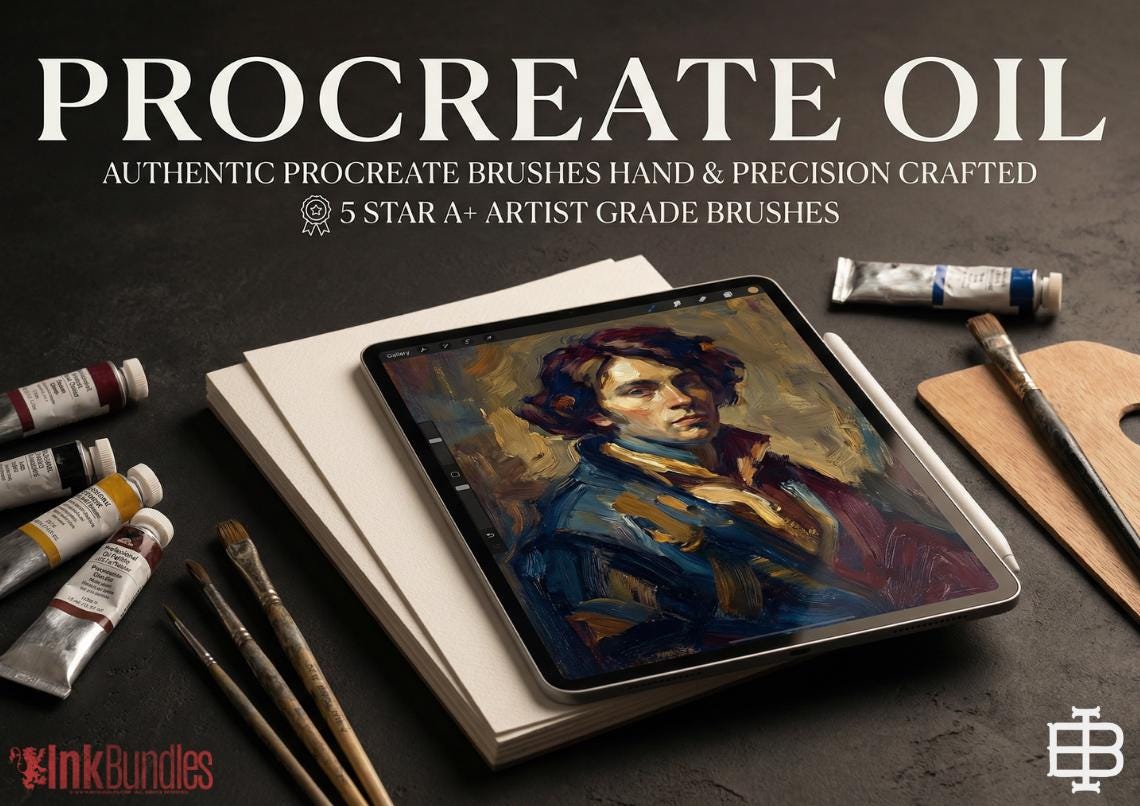 Master Oil Procreate Brush Set: 66 Custom Brushes, 4 Canvases