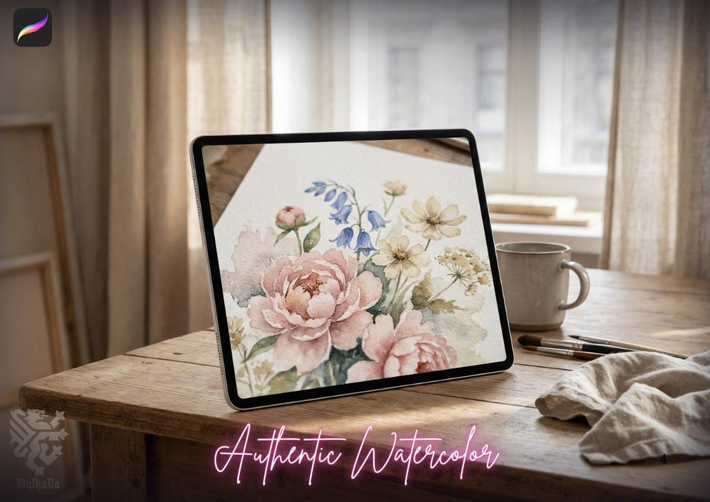 Procreate Watercolor Brush Set: AquaSoft + Studio, Realistic Canvas Textures Digital Download
