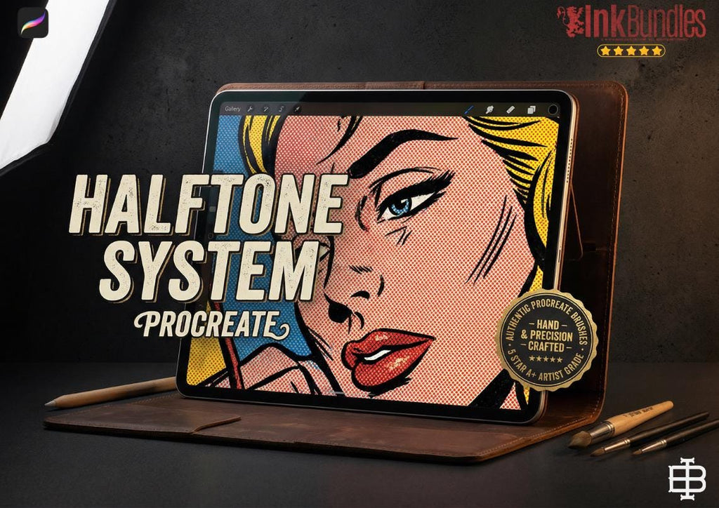 The Retro print kit - 5 Bundles in 1, custom brushes & textures for Procreate