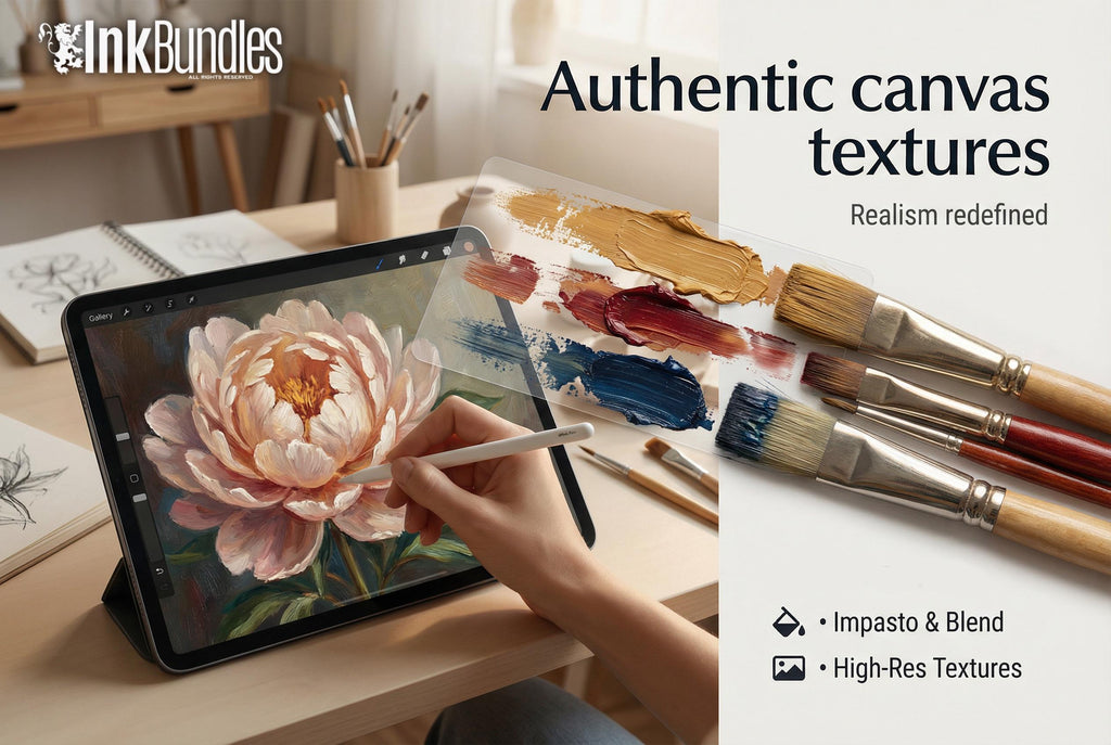 Master Oil Procreate Brush Set: 66 Custom Brushes, 4 Canvases