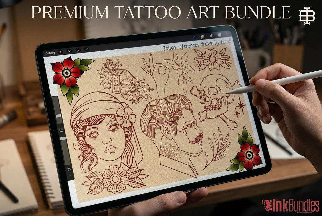 Procreate Traditional tattoo art XL, 600+ designs drawn by handmade ( digital download for Procreate )