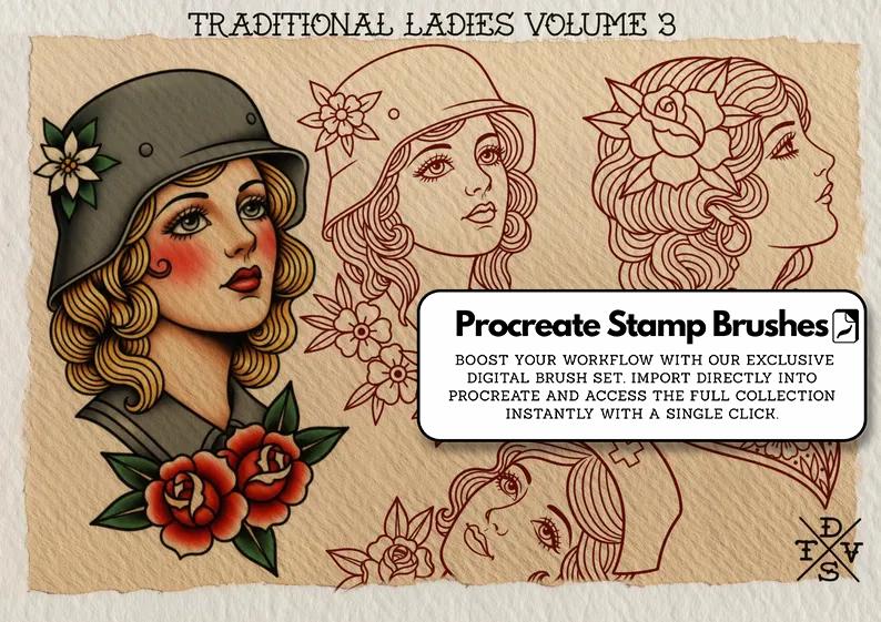 The Traditional Tattoo Artist 2 - 1000+ files, PNG, SVG & EPS Procreate/Photoshop Stencils