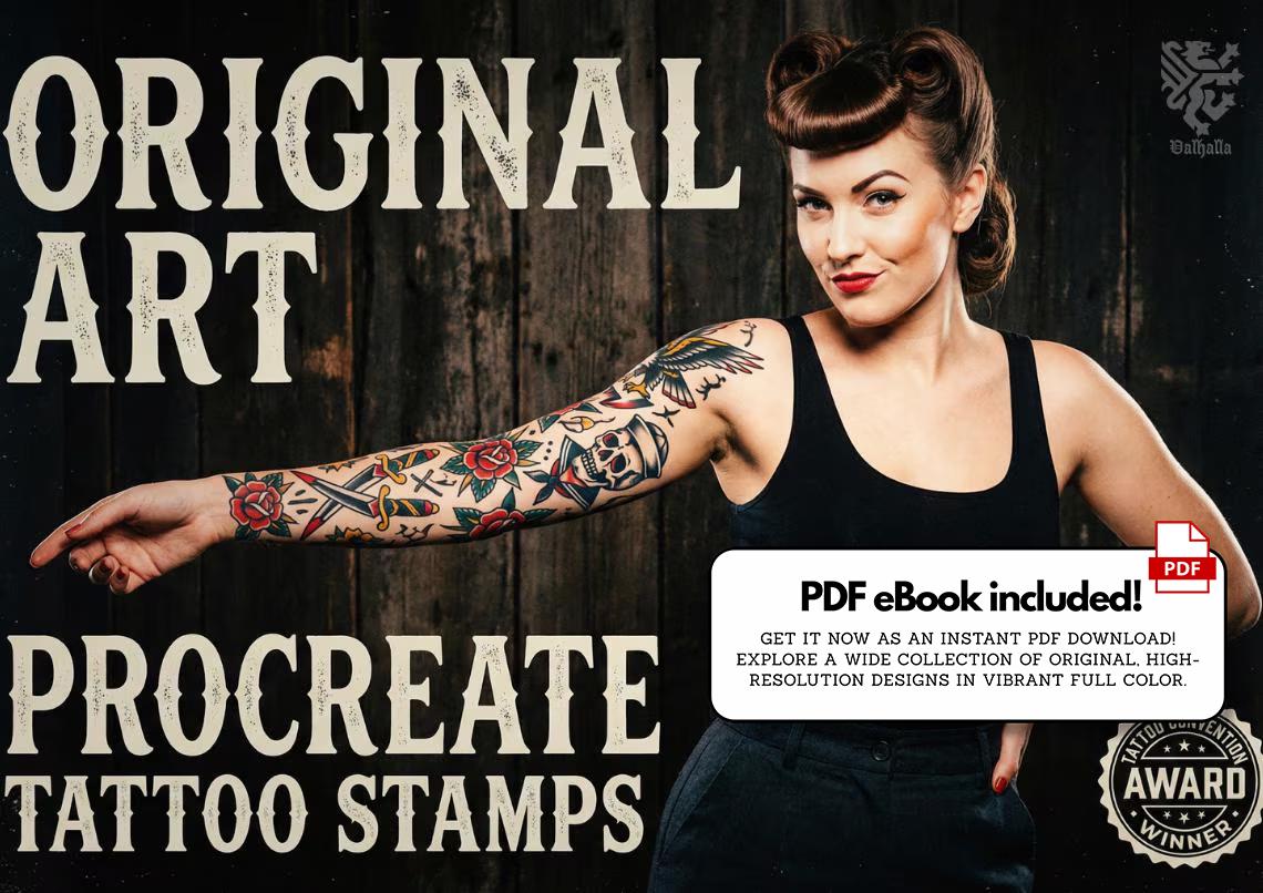 Neo-traditional flowers 1 - custom art, digital download Procreate/Photoshop/vector Stencils