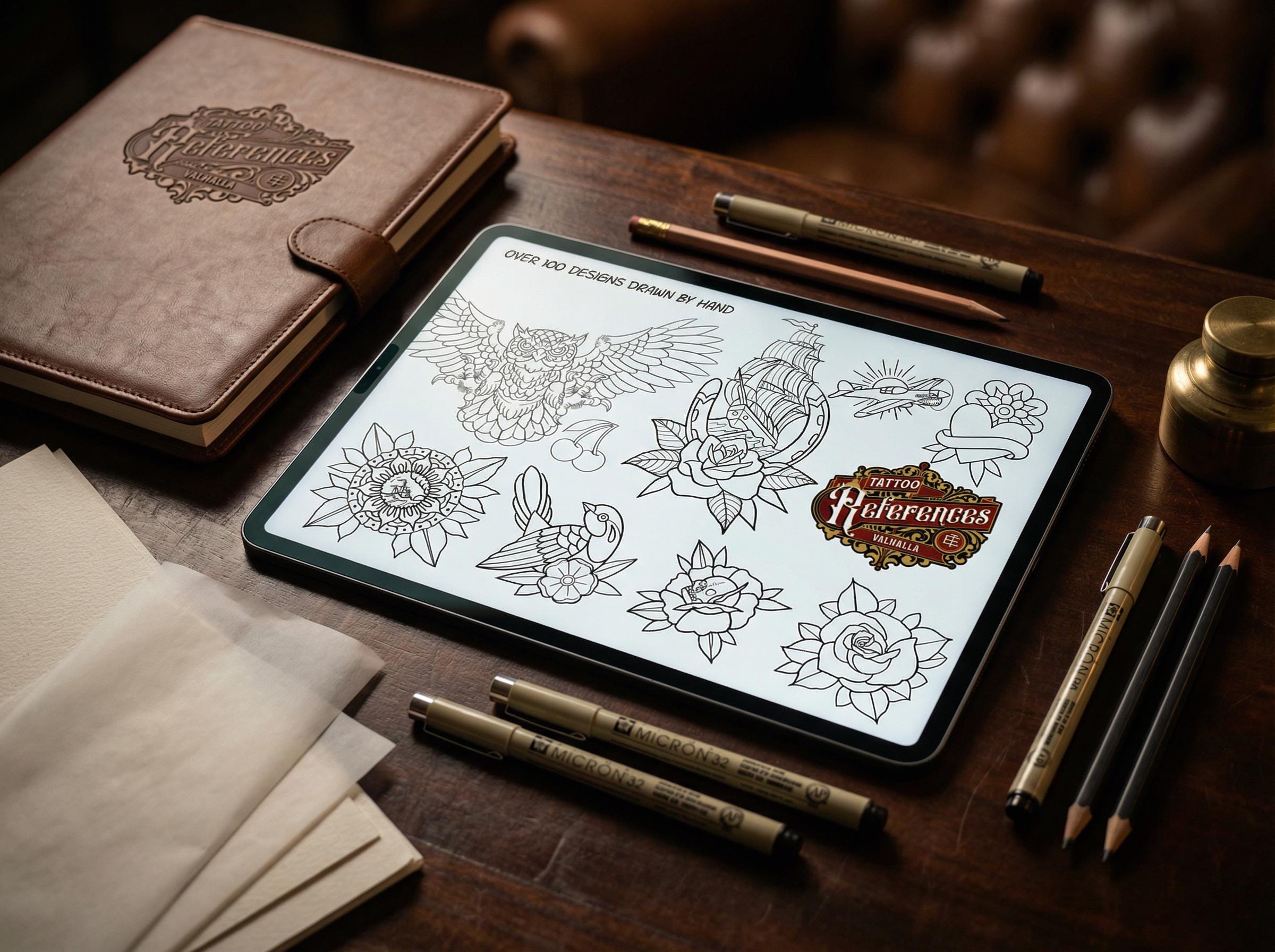 Traditional Tattoo Flash Procreate Stamps: Old School Designs PNG & Brushes