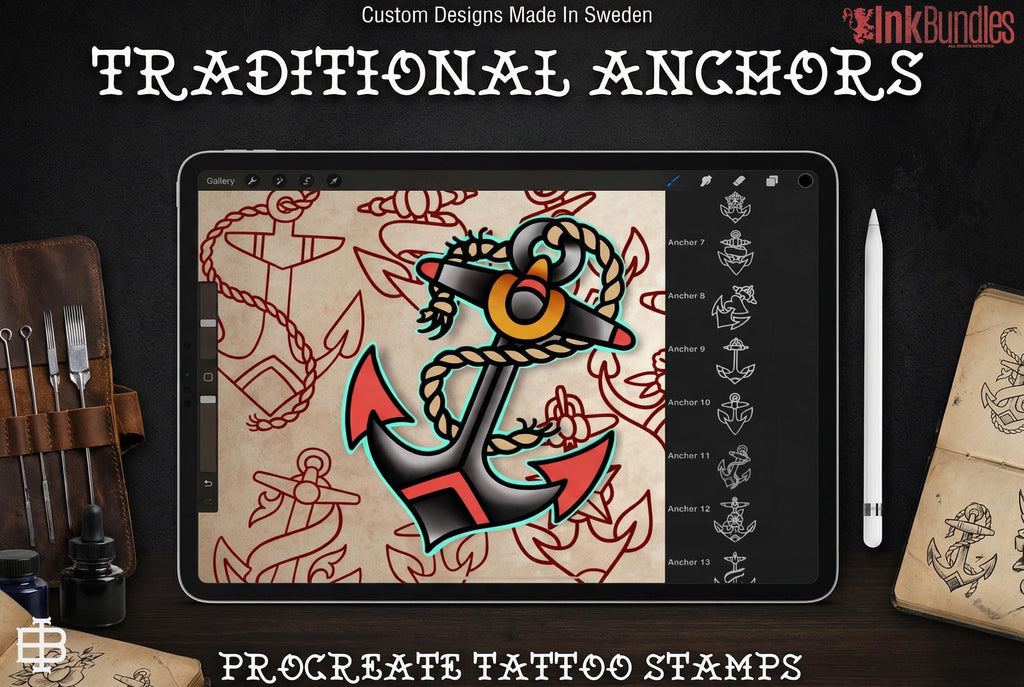 Tattoo references 100 files | Traditional Anchors Flash Art (Digital Download) Procreate PNG SVG EPS