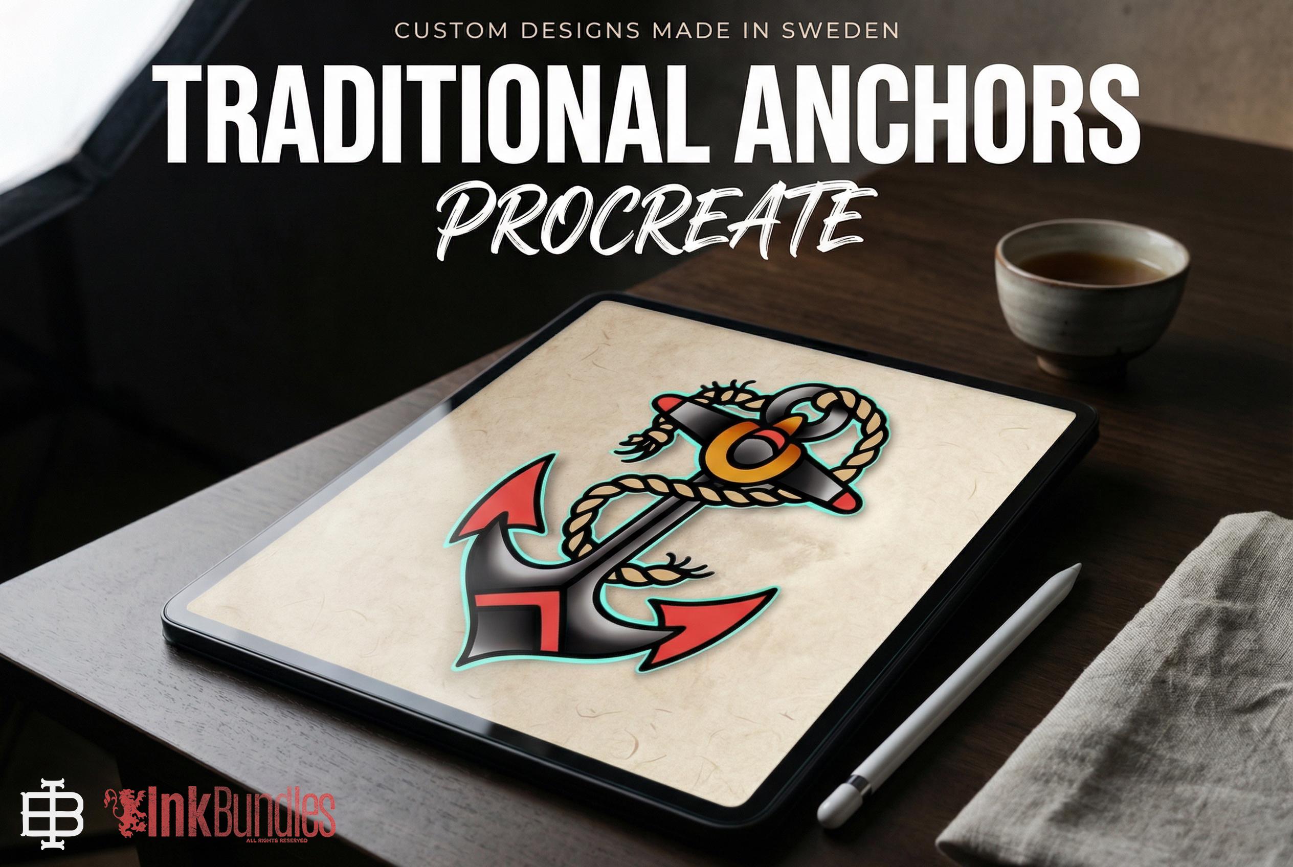 Tattoo references 100 files | Traditional Anchors Flash Art (Digital Download) Procreate PNG SVG EPS