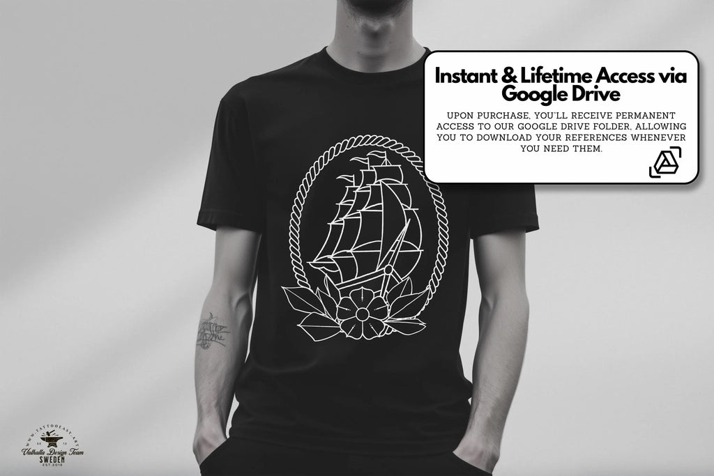 Procreate, Ship Ahoy! 100+ tattos, outlined tattoo ideas, hand drawn art