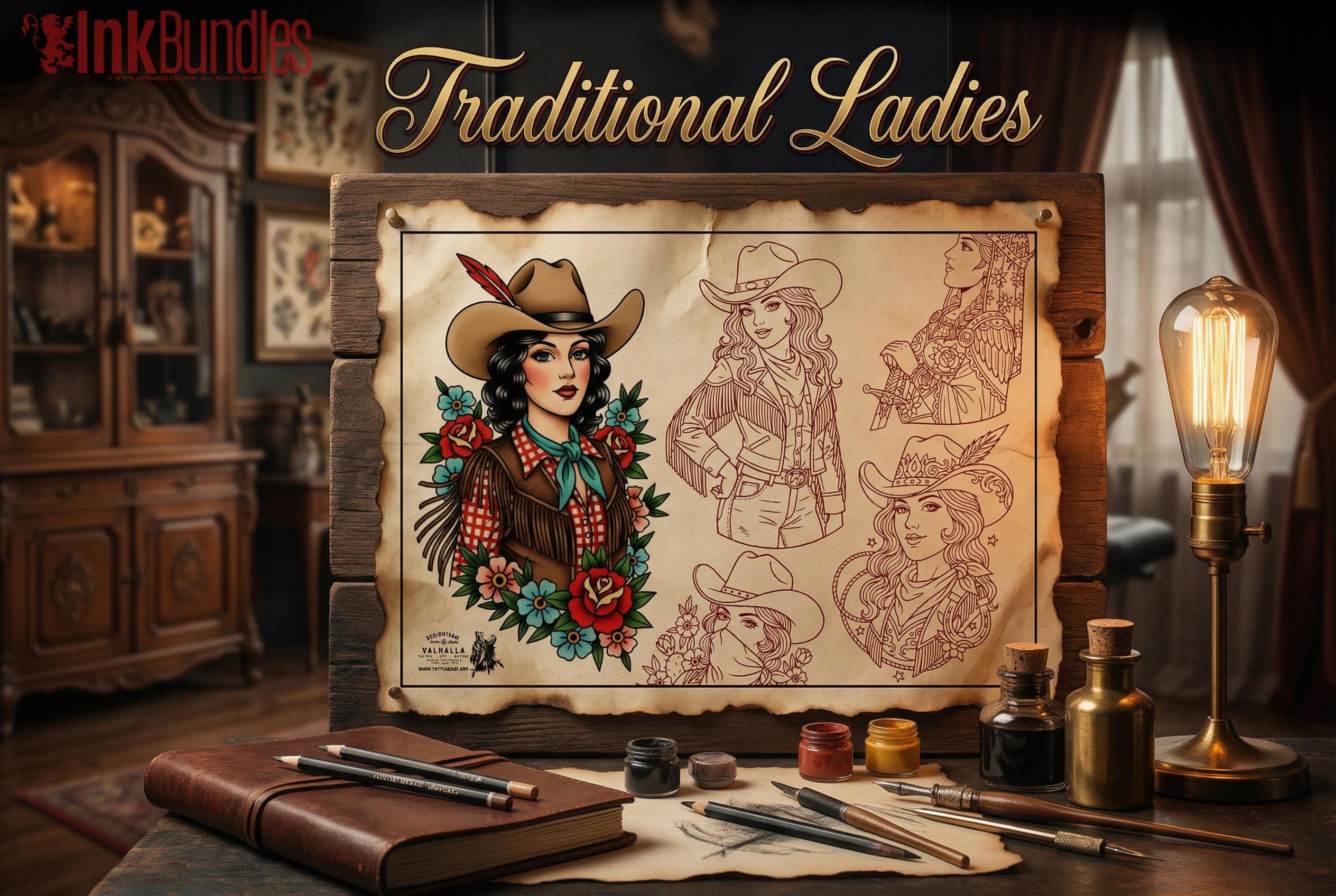 Procreate, Traditional Ladies vol.4 & vol.5 ~ 50+ custom designs made in Sweden - original art