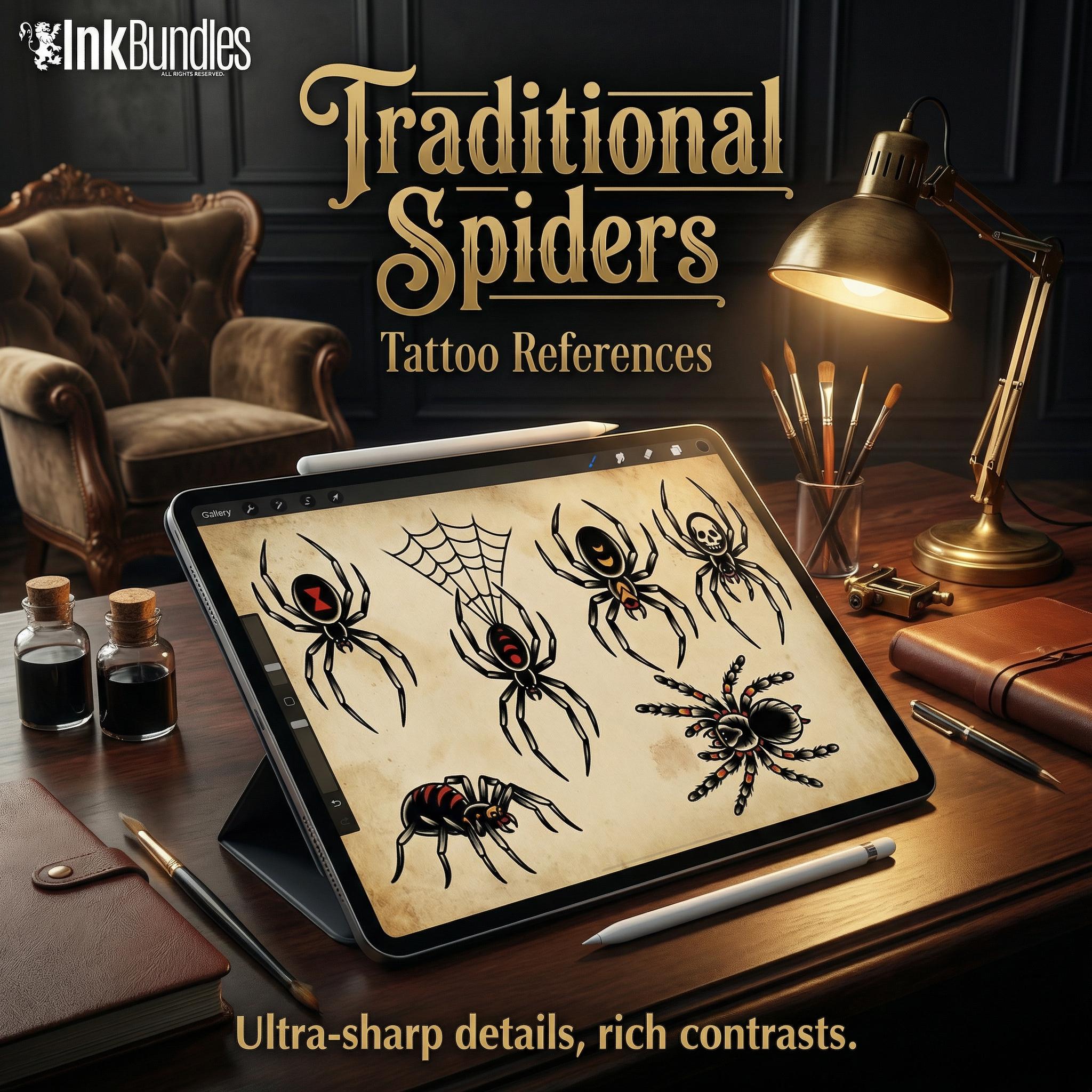 Traditional Spiders - custom art | digital download | Tattoo Stencils | Flash designs