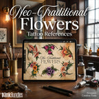 Neo-traditional flowers 1 - custom art, digital download Procreate/Photoshop/vector Stencils