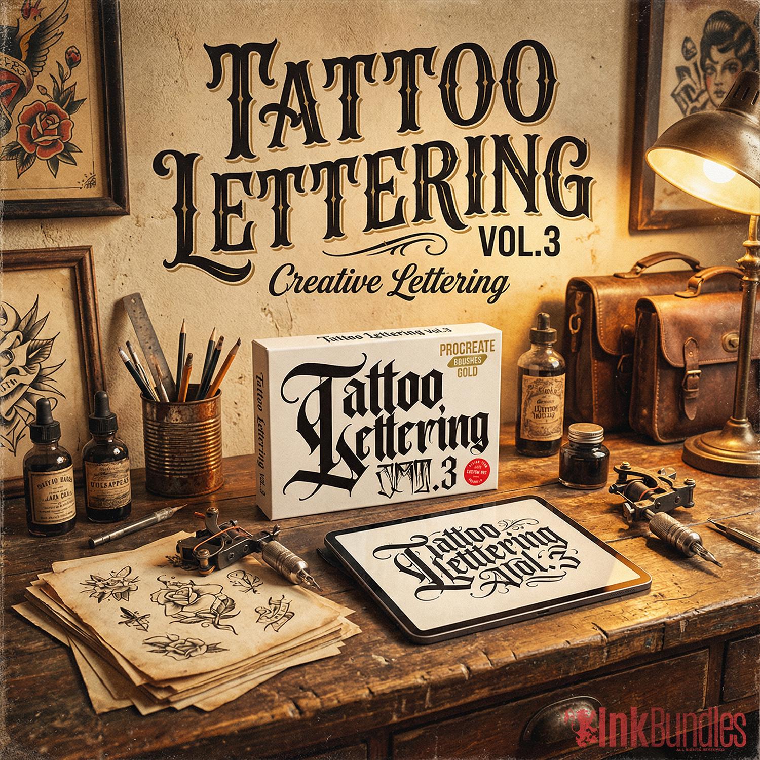 Tattoo Lettering Procreate Brushes, Stamps, PNG, SVG digital download