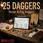 Dagger Tattoo Clipart, Outlined Dagger Designs (AI, SVG, PNG)