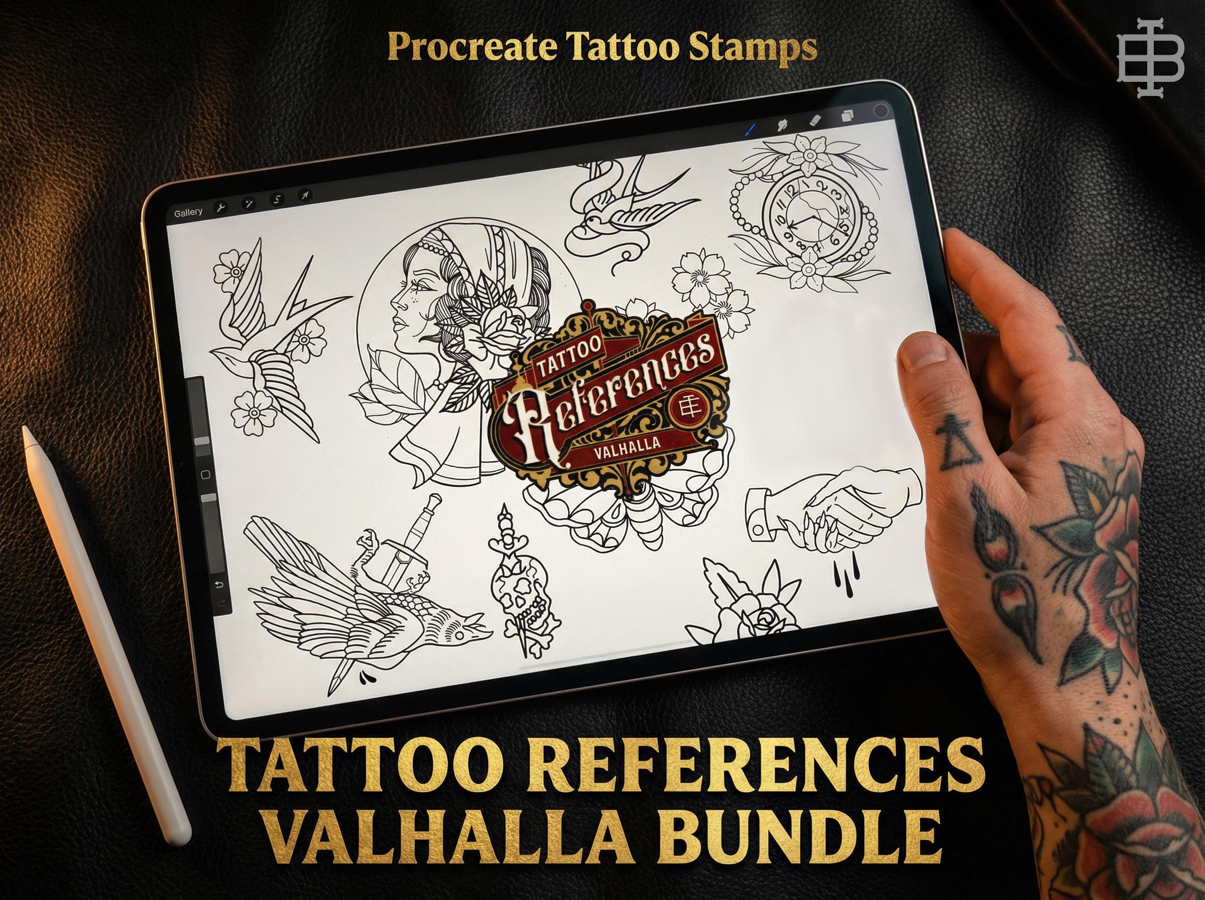 Traditional Tattoo Procreate Stamp brushes, Vol. 5, 100 Designs (Digital Download) studio stencils