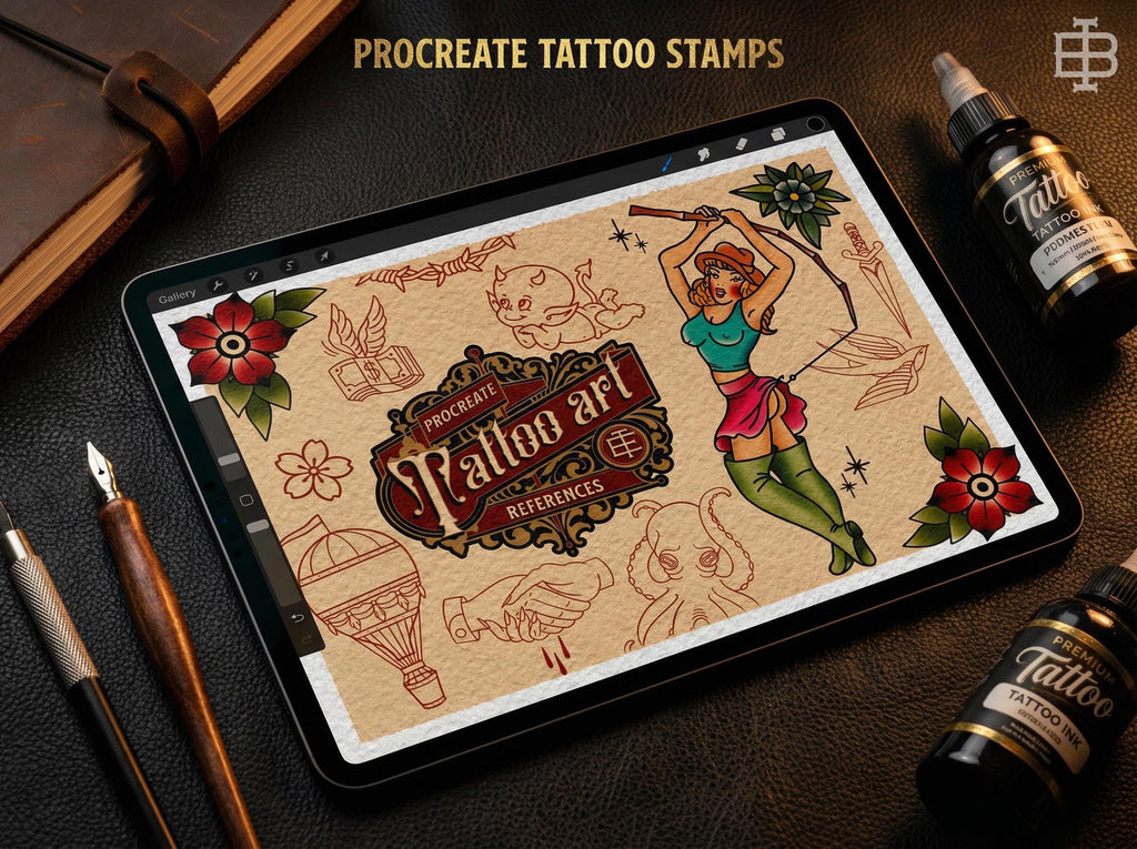 Traditional Tattoo Procreate Stamp brushes, Vol. 5, 100 Designs (Digital Download) studio stencils