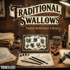Traditional Swallows Tattoo Design kit - Procreate | 100+ Classic Swallow Tattoos, Old School Stencils