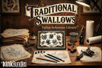 Traditional Swallows Tattoo Design kit - Procreate | 100+ Classic Swallow Tattoos, Old School Stencils