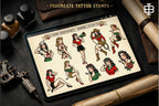 Traditional Pinup Design kit - Procreate | 150+ Classic old-scool , stencils ( digital download ) Tattoo Flash Art