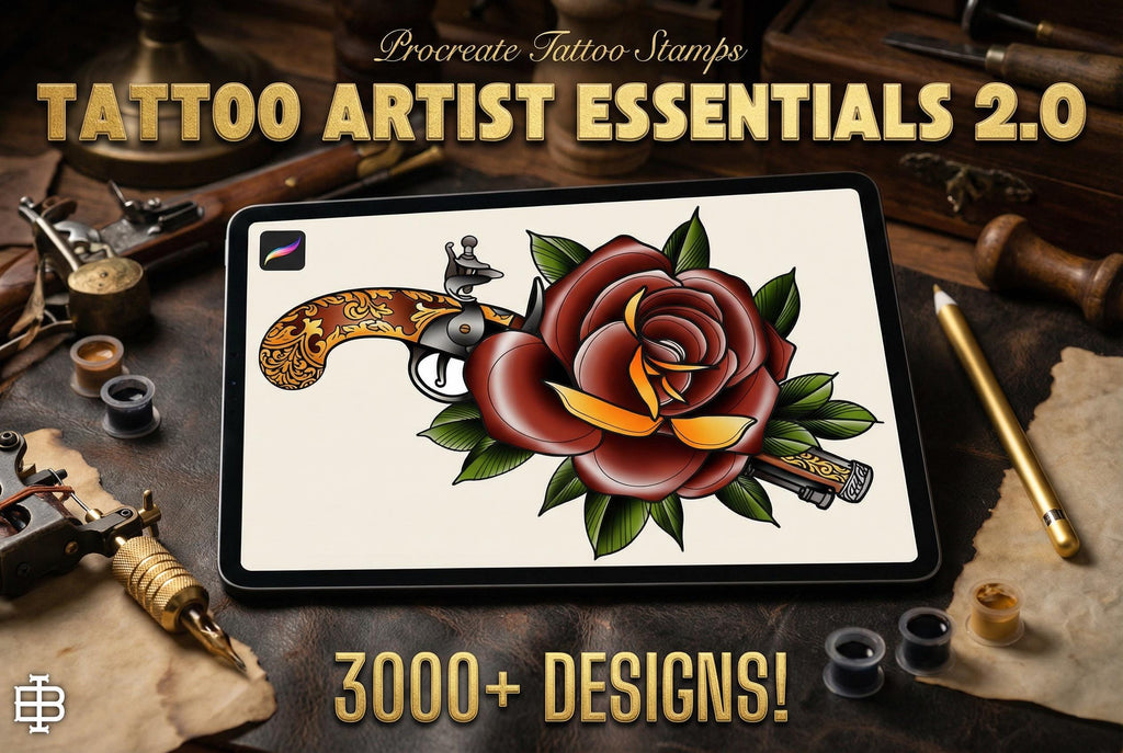 Procreate Tattoo Stamps Brush Set: 3000+ Artist Essentials - PNG & Brushes