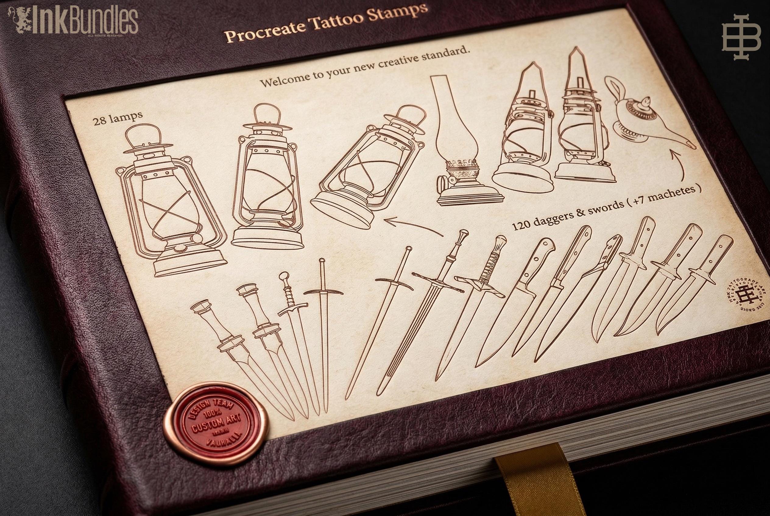 Procreate Tattoo Stamps Brush Set: 3000+ Artist Essentials - PNG & Brushes