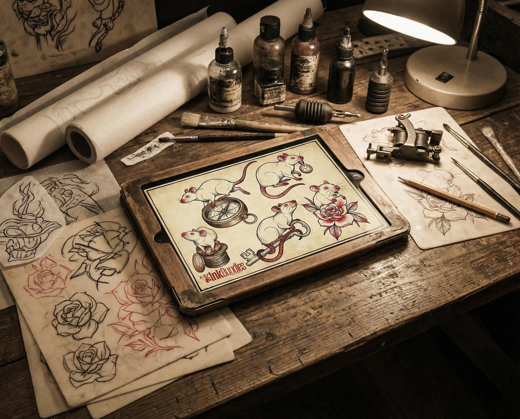Traditional Rats - custom art | Tattoo Stencils | Flash designs