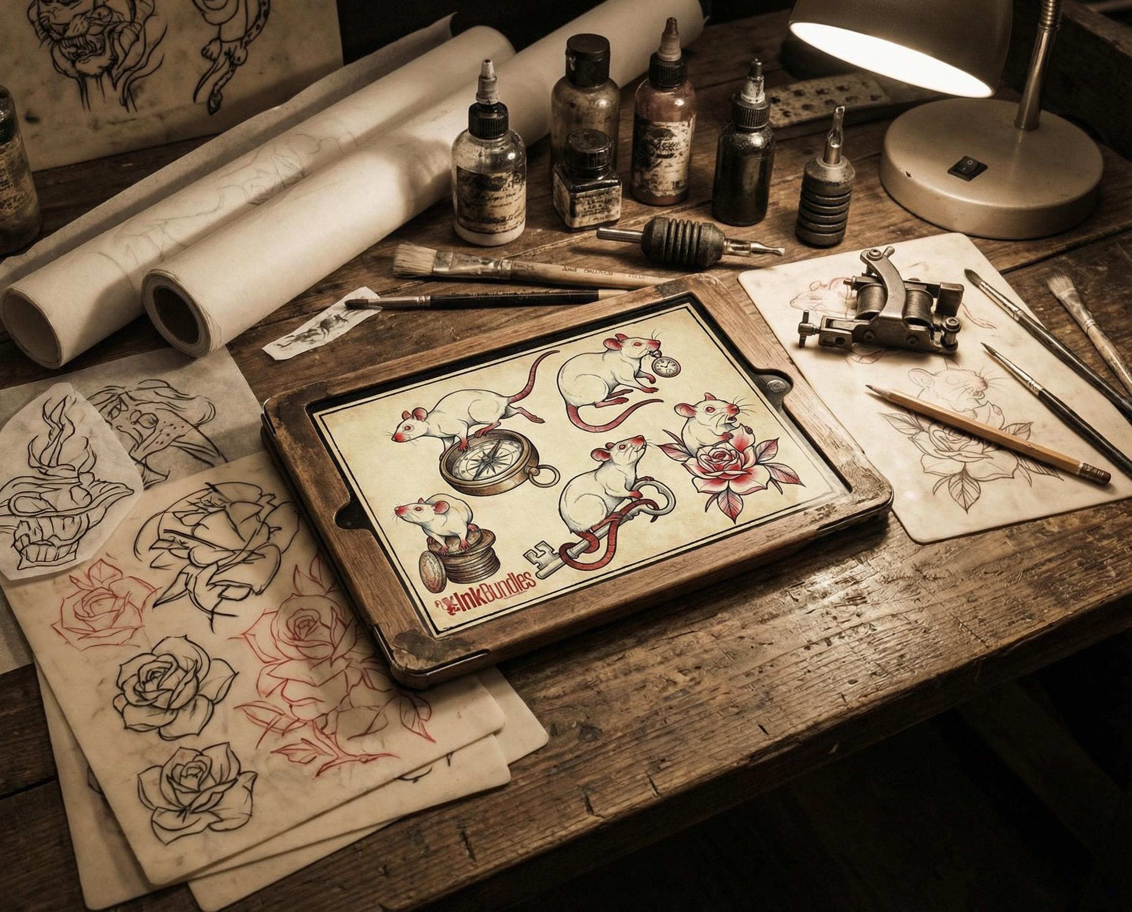 Traditional Rats - custom art | Tattoo Stencils | Flash designs