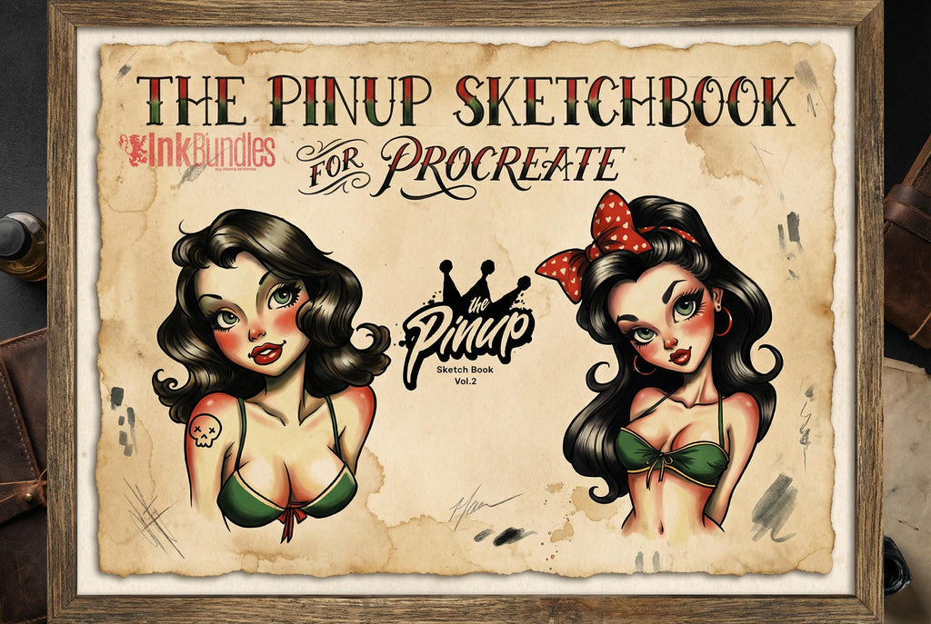 Pinup Sketches - Procreate | 130+ ladies + pdf ( digital download ) Tattoo Flash Art