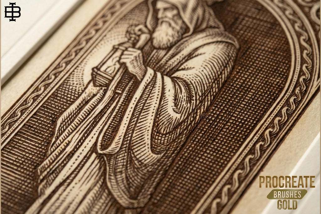 Medieval Ink Procreate Brushes: Old World Woodcut & Engraving Textures (200+ Custom Brushes) (Digital Download