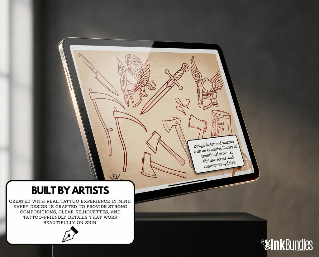 Traditional Tattoo Toolkit for Procreate, Build Your Own Designs, American Traditional Flash Brush Set