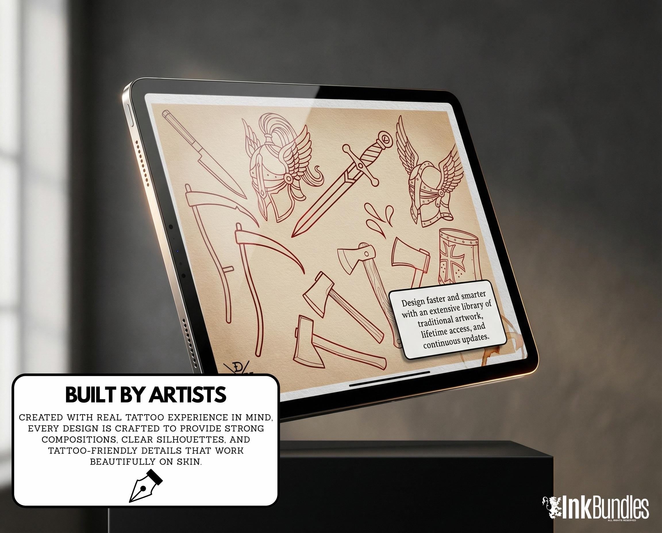 Traditional Tattoo Toolkit for Procreate, Build Your Own Designs, American Traditional Flash Brush Set