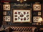Traditional Tattoo Roses, 42 custom Procreate Stamps, artists reference library