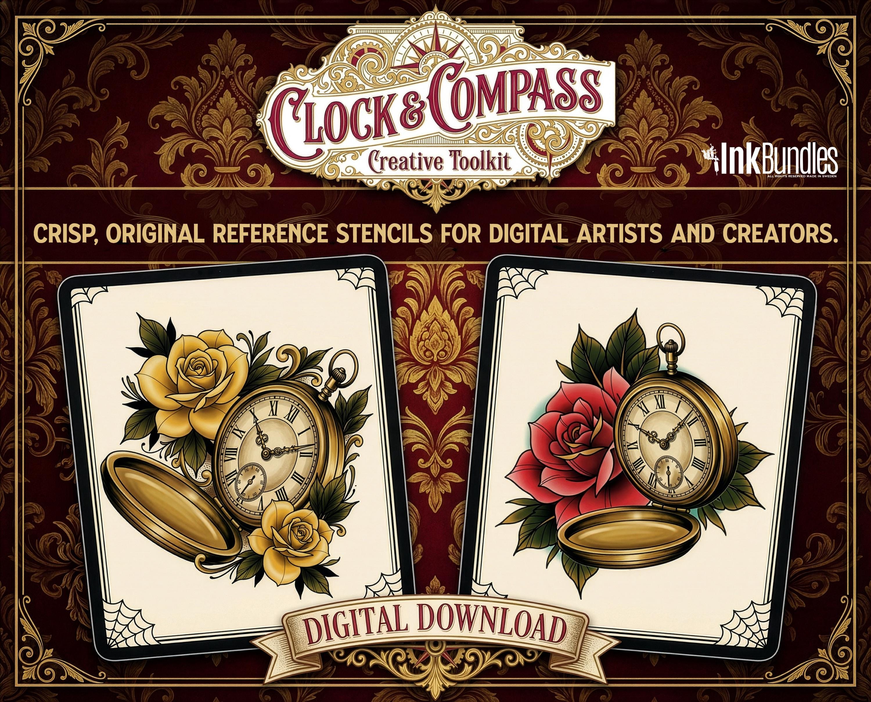 Procreate, Artist Reference Library ~ Clockwork & Compass, original references for Procreate, 200+ design elements