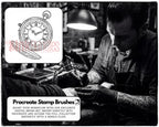 Clock Compass Procreate Brushes, Pocket Watch Tattoo Stencils, Timepiece Stamps Digital Download